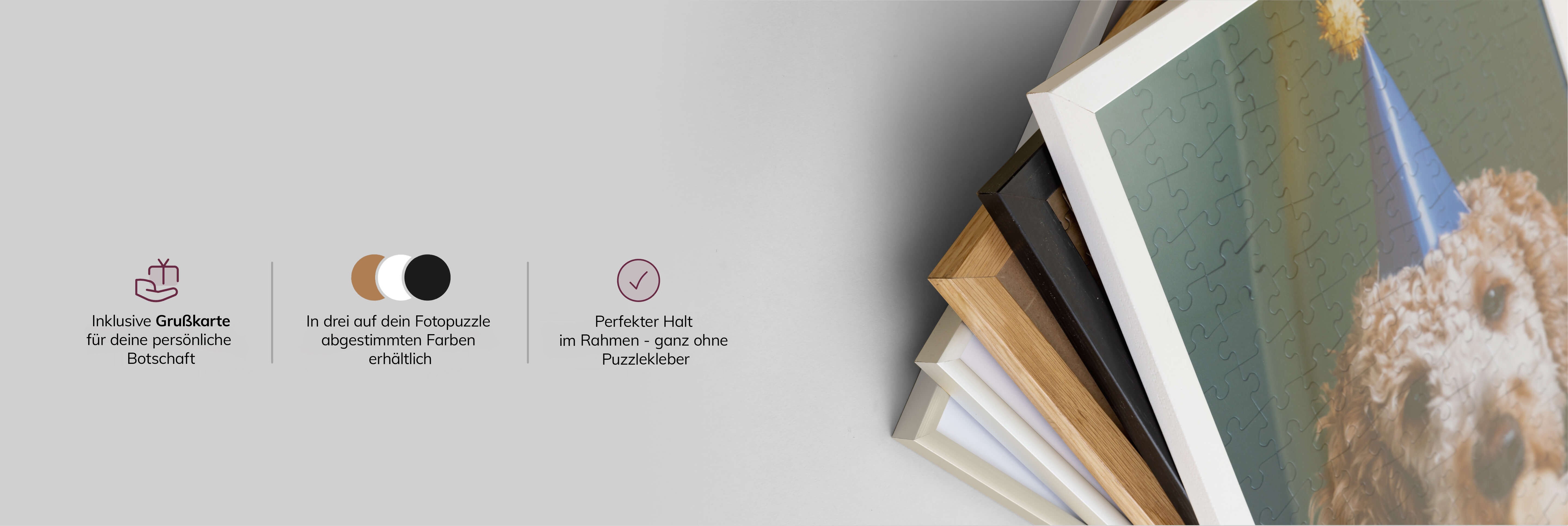 Der hochwertige Bilderrahmen aus Echtholz passt perfekt zu unseren Fotopuzzles, Stadt- und Sternenkarten und sorgt für einen sicheren Halt ganz ohne Kleber.