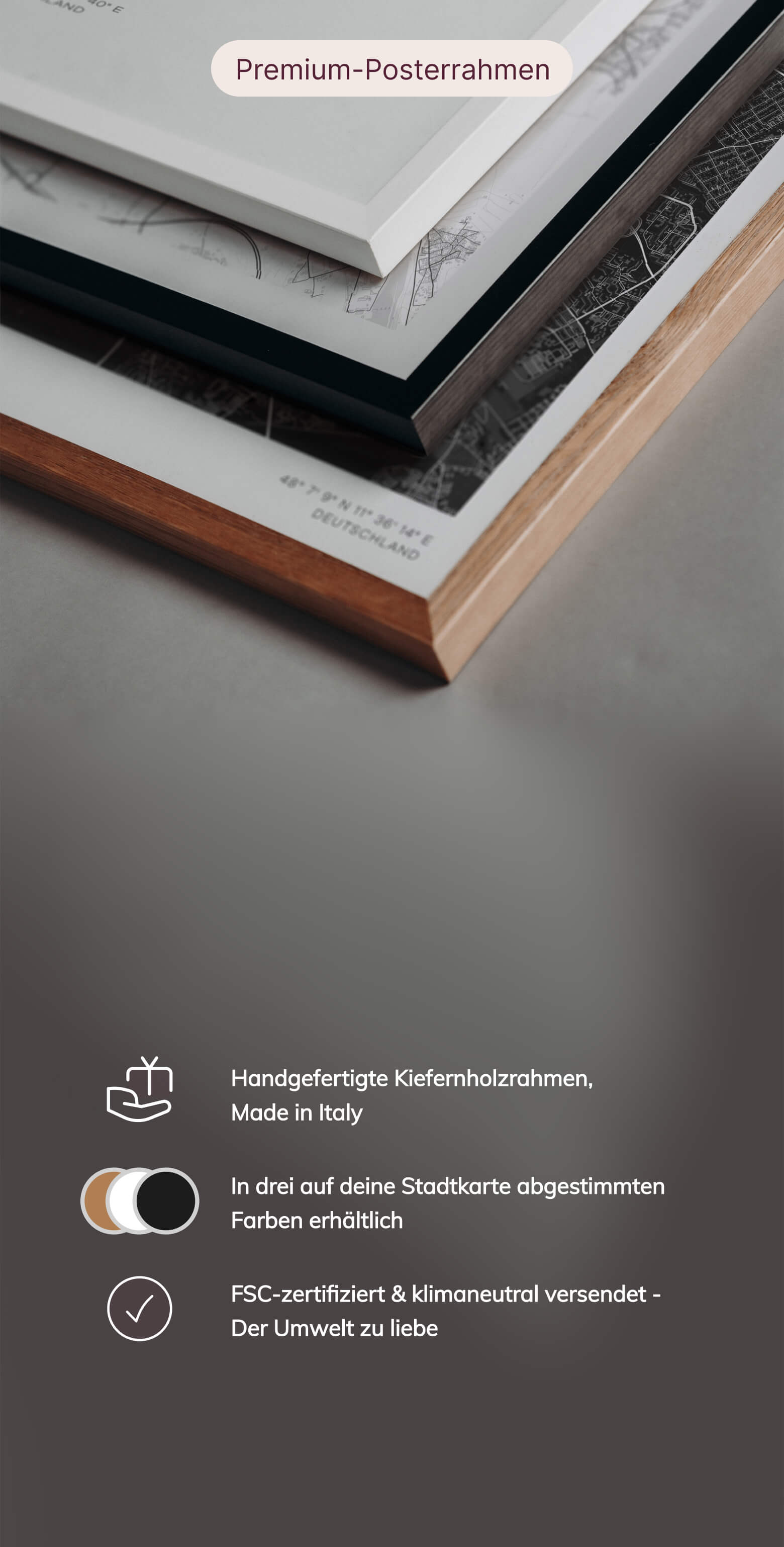 Personalisiertes Poster stilvoll gerahmt – verwandle deine Stadtkarte mit edlen Rahmen in ein einzigartiges Geschenk mit Erinnerungswert