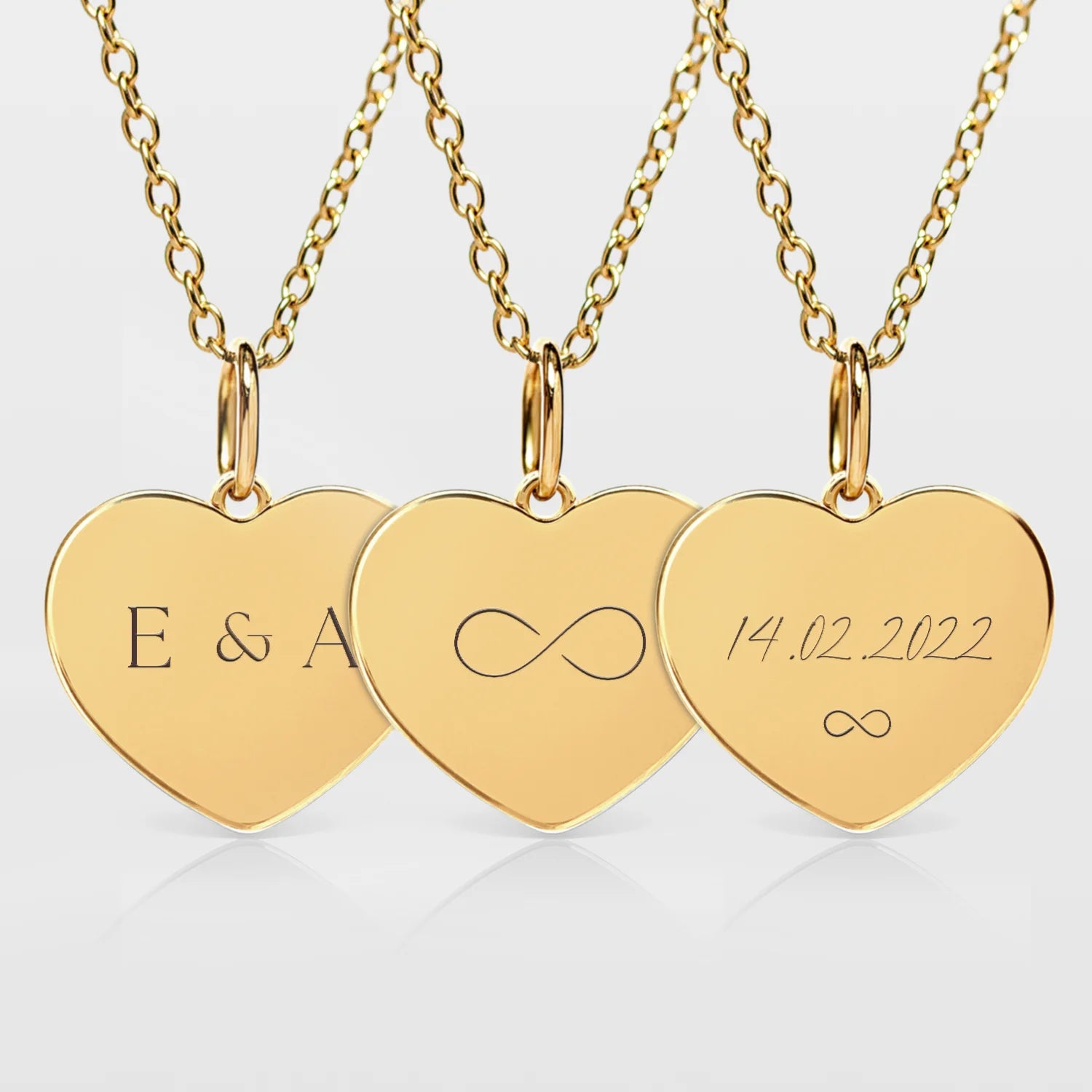 Herzkette mit Gravur, wähle zwischen Symbol, Initialen oder Datum und füge eine persönliche Widmung hinzu – Momenterie